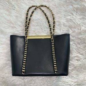 EUC Ted Baker gold chain leather tote